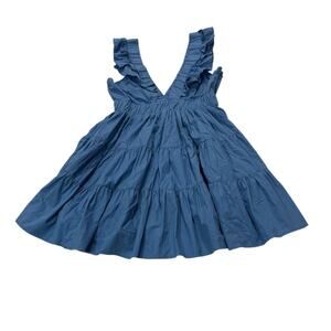 Abercrombie & Fitch Womens M Blue Tiered Boho Ruffled V-Neck Mini Dress Party